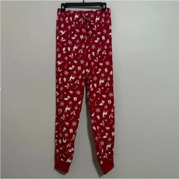 Macys Pajama Set Mens Medium Red MERRY AND BRIGHT Holiday Festive Lounge Comfy - Picture 5 of 9